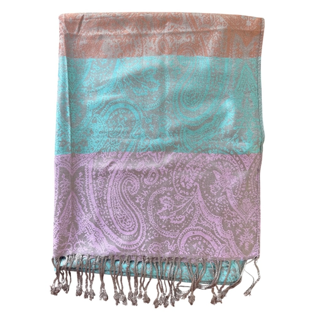 Original USA Scarf Women OS Multicolor Paisley Boho Fringed Shawl Wrap NWOT